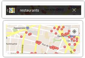 Image de Google Maps à la recherche des restaurants