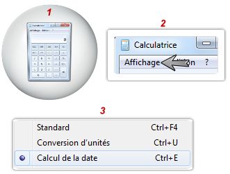 Chercher la fonction calcul de la date dans l'outil calculatrice