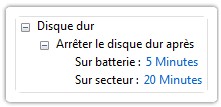 Économie d'énergie sur le disque dur