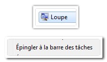 Epingler la loupe dans la barre des tâches