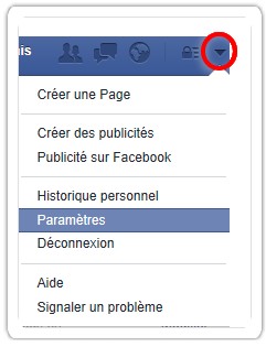 Menu déroulant de Facebook