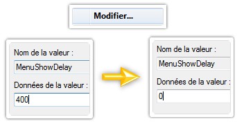 Modification de la valeur du menu demarrer