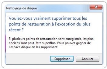 Supprimer la restauration