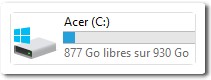 Espace utilise et libre sur le PC