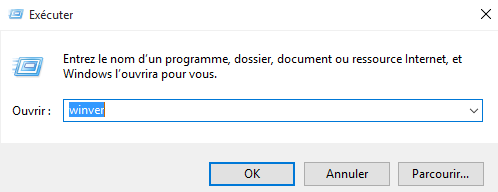 Executer avec la commande Winver
