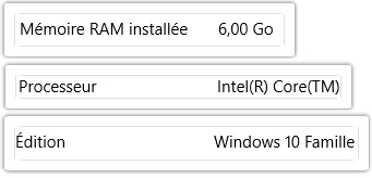 Information du PC